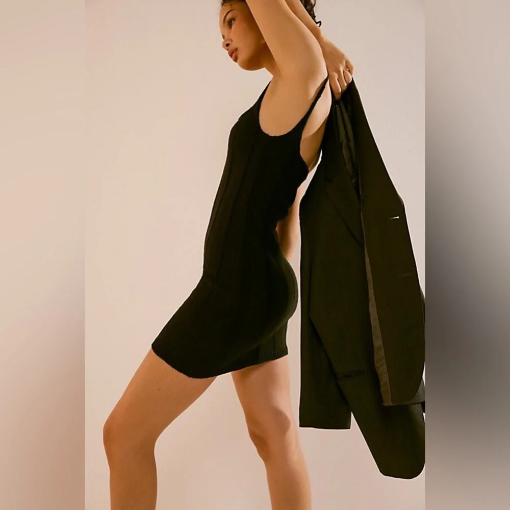 Free People Black Mini Dress with Blazer Look